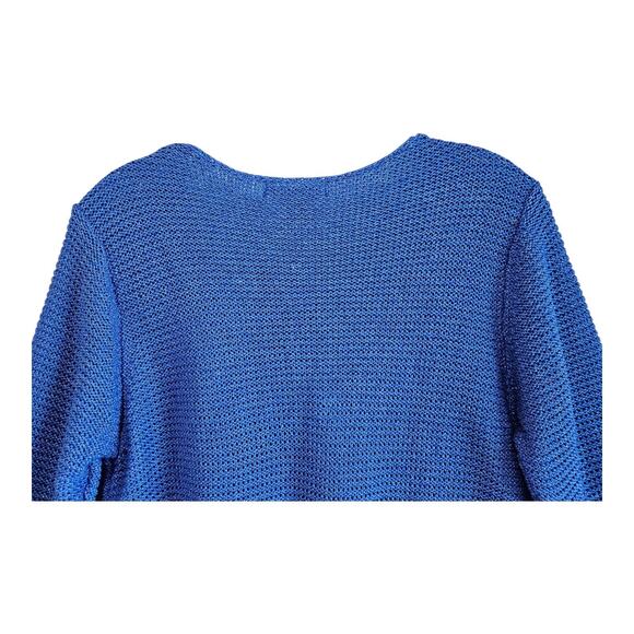 STYLE & CO Women L Shrug Cardigan Sweater Button Cobalt Blue Silver Cropped NEW - Picture 7 of 8